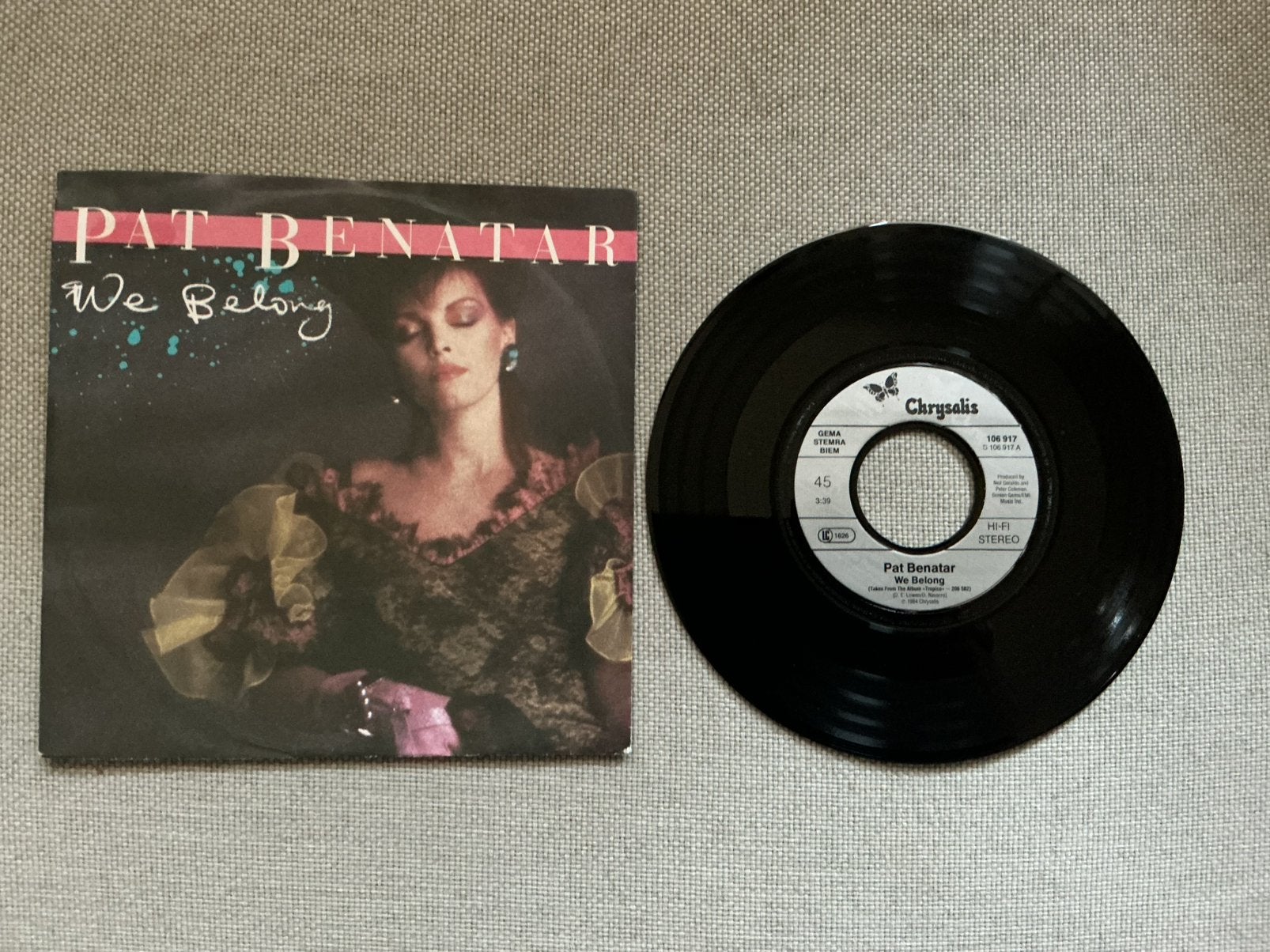Pat Benatar single vinyl. We Belong., Ophalen of Verzenden, Zo goed als nieuw, Overige formaten