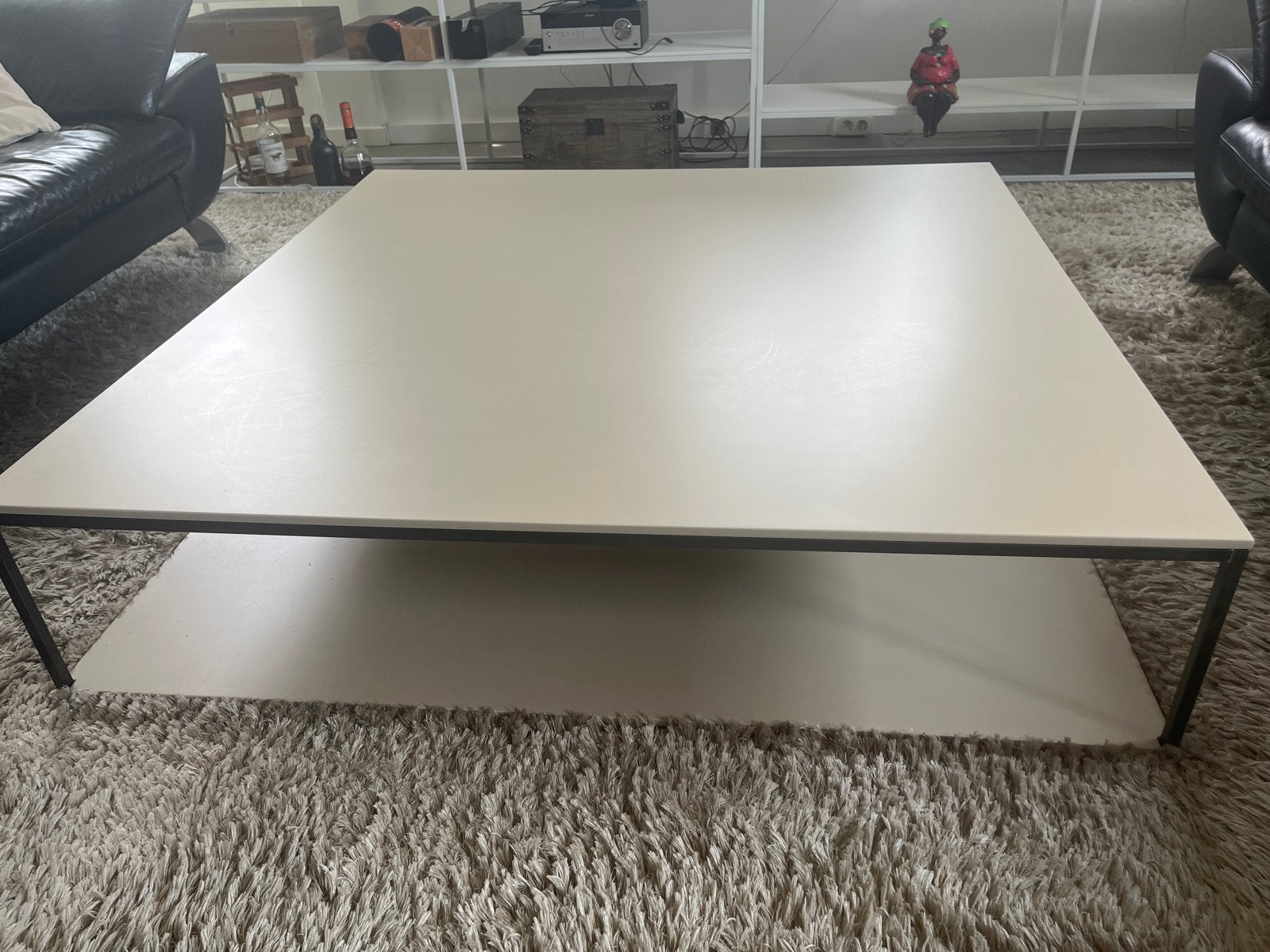 Meridiani Hardy Tre salontafel met metalen frame, Gebruikt, Vierkant, Ophalen of Verzenden, 100 tot 150 cm