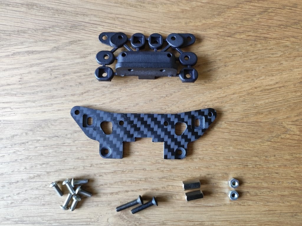 Nieuwe Tamiya FF01 Front Carbon Damper Mounts, Elektro, Nieuw, Ophalen of Verzenden, Schaal 1:10