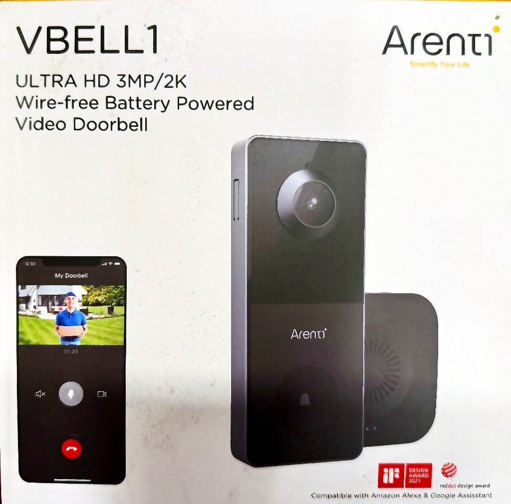 Arenti VBELL1 - Slimme Wifi Deurbel - 2K Ultra HD Nachtvisie, Ophalen of Verzenden, Ingebouwde camera, Nieuw, Draadloos