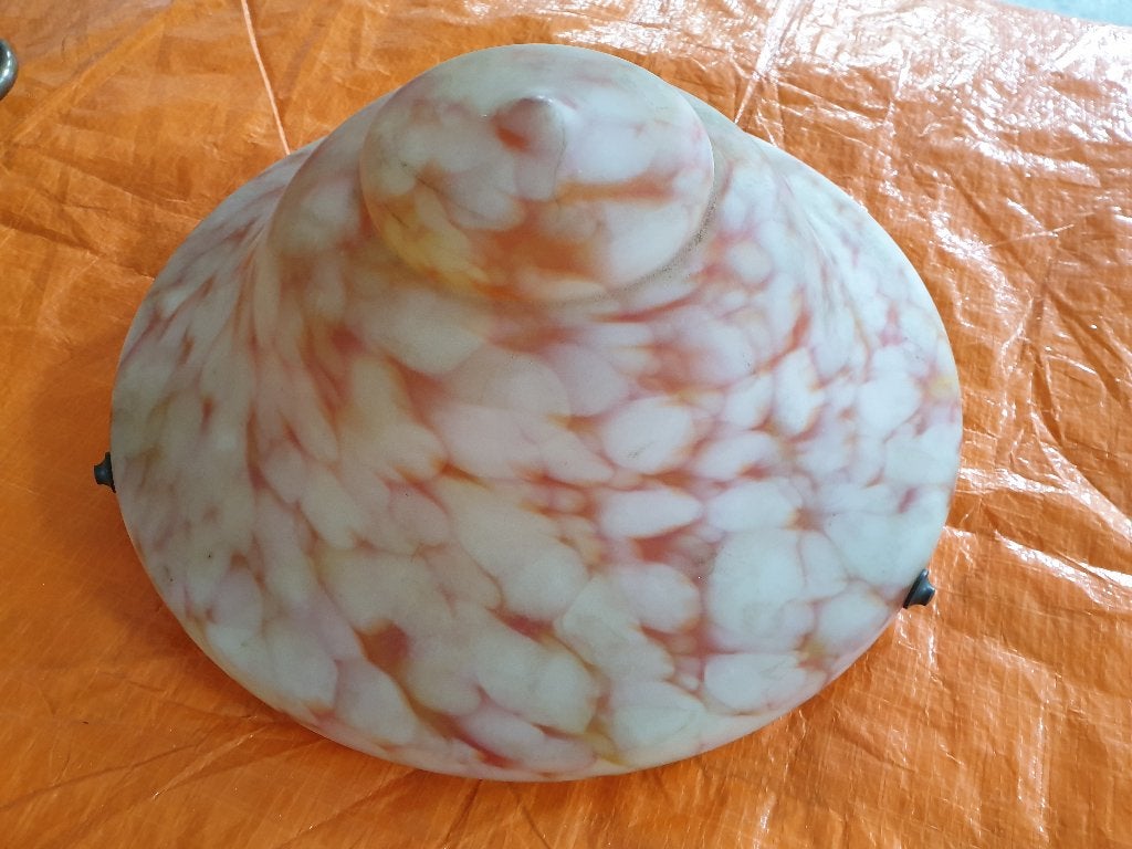 Hanglamp van gemarmerd opaalglas, Ophalen, Gebruikt, Roze, Hanglamp