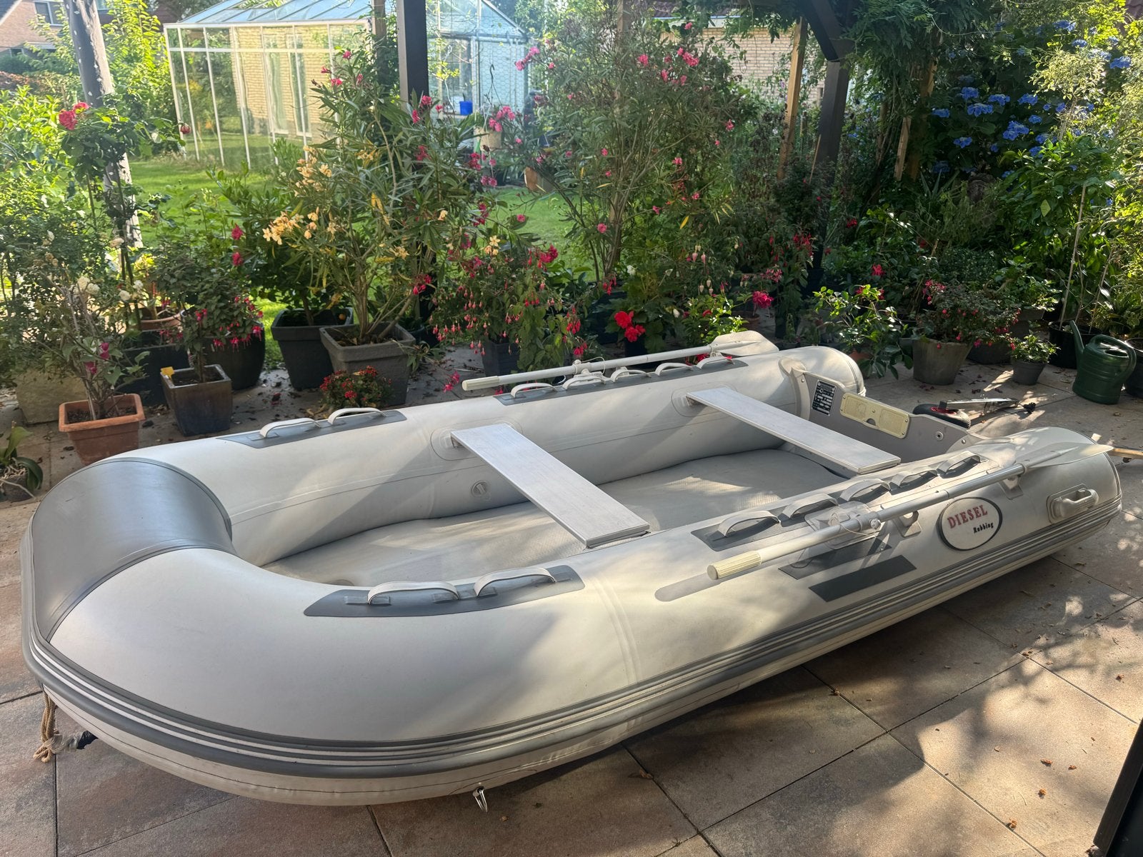Diesel Rubbing met Yamaha 2.5 PK buitenboordmotor en trailer, Watersport en Boten, Airdeck, Ophalen, Overige merken, Gebruikt
