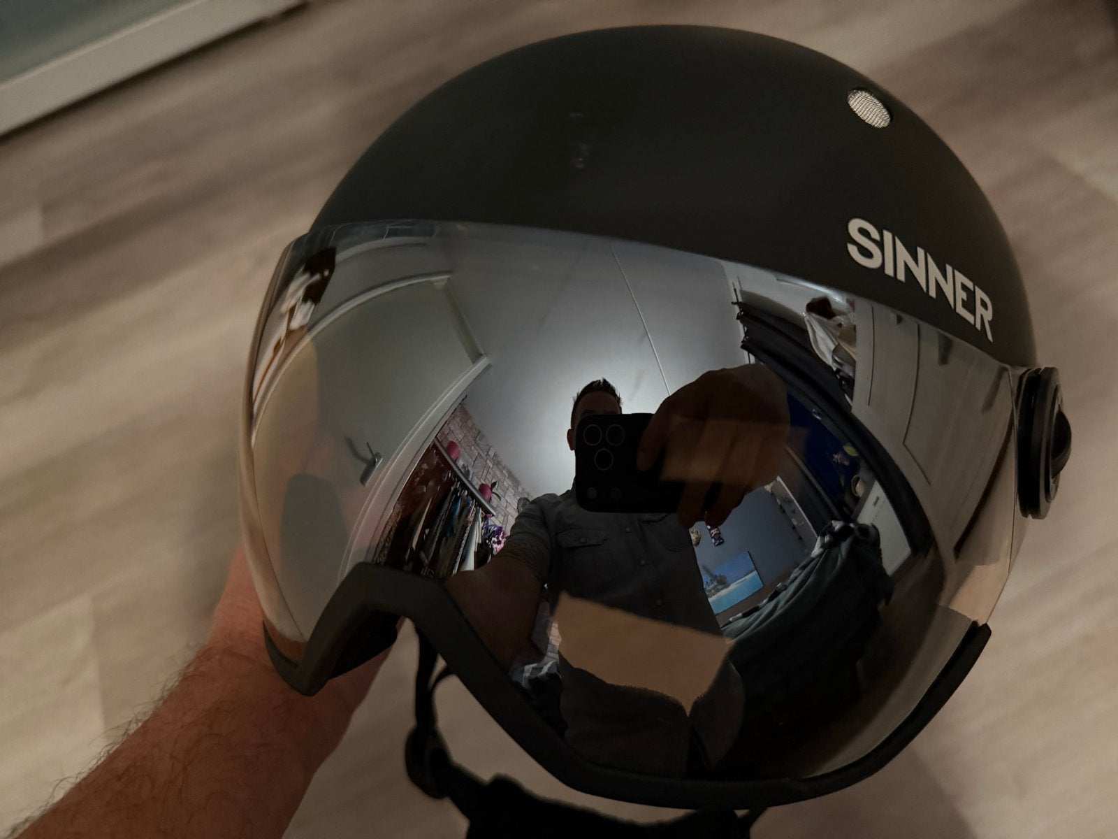 Sinner Titan Visor skihelm/snowboard helm met vizier, maat L, Ophalen of Verzenden, Zo goed als nieuw, Helm of Bescherming