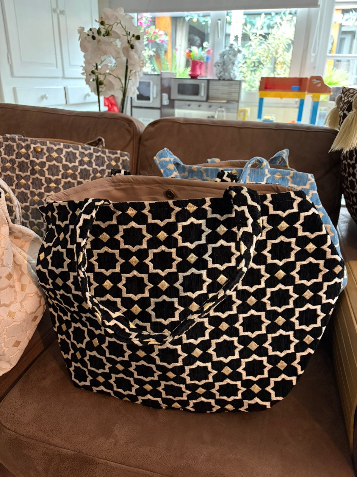 Fluwelen tassen (Marokko), Ophalen of Verzenden, Nieuw, Zwart, Shopper
