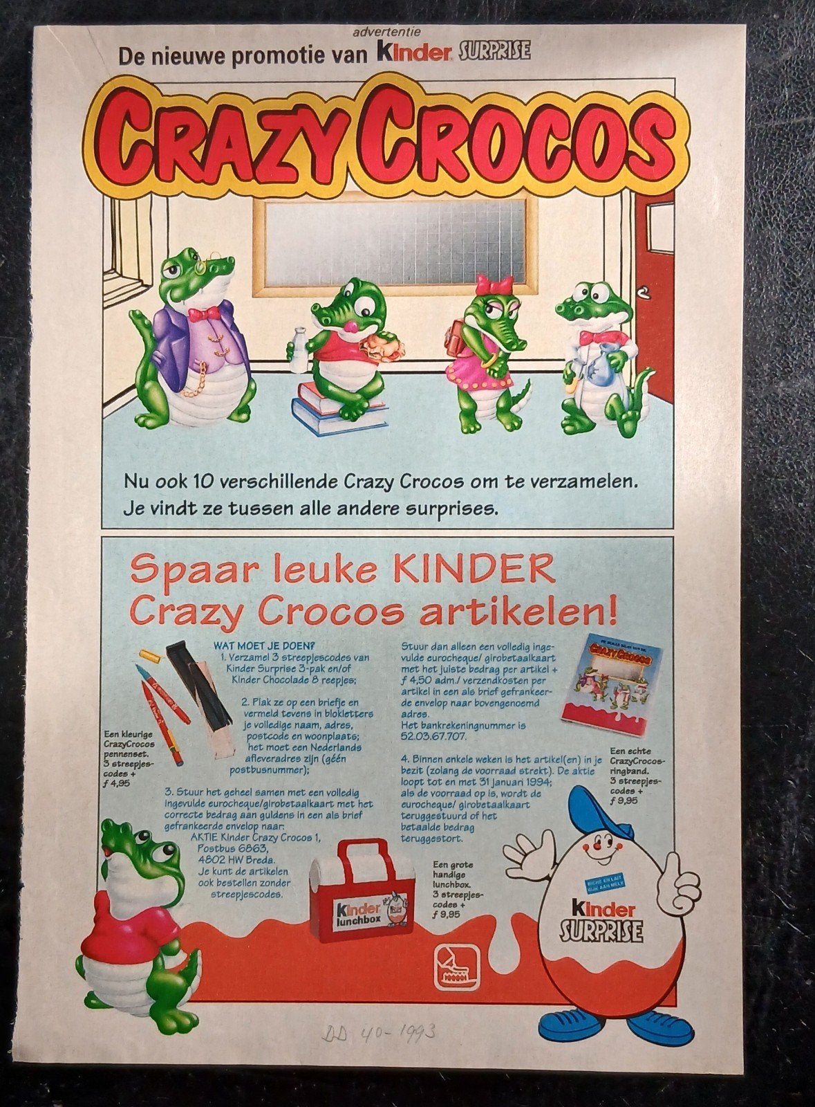 Kinder Surprise Reclame Advertenties - 0,25 per stuk, Verzamelen, Verrassingseieren, Ophalen of Verzenden