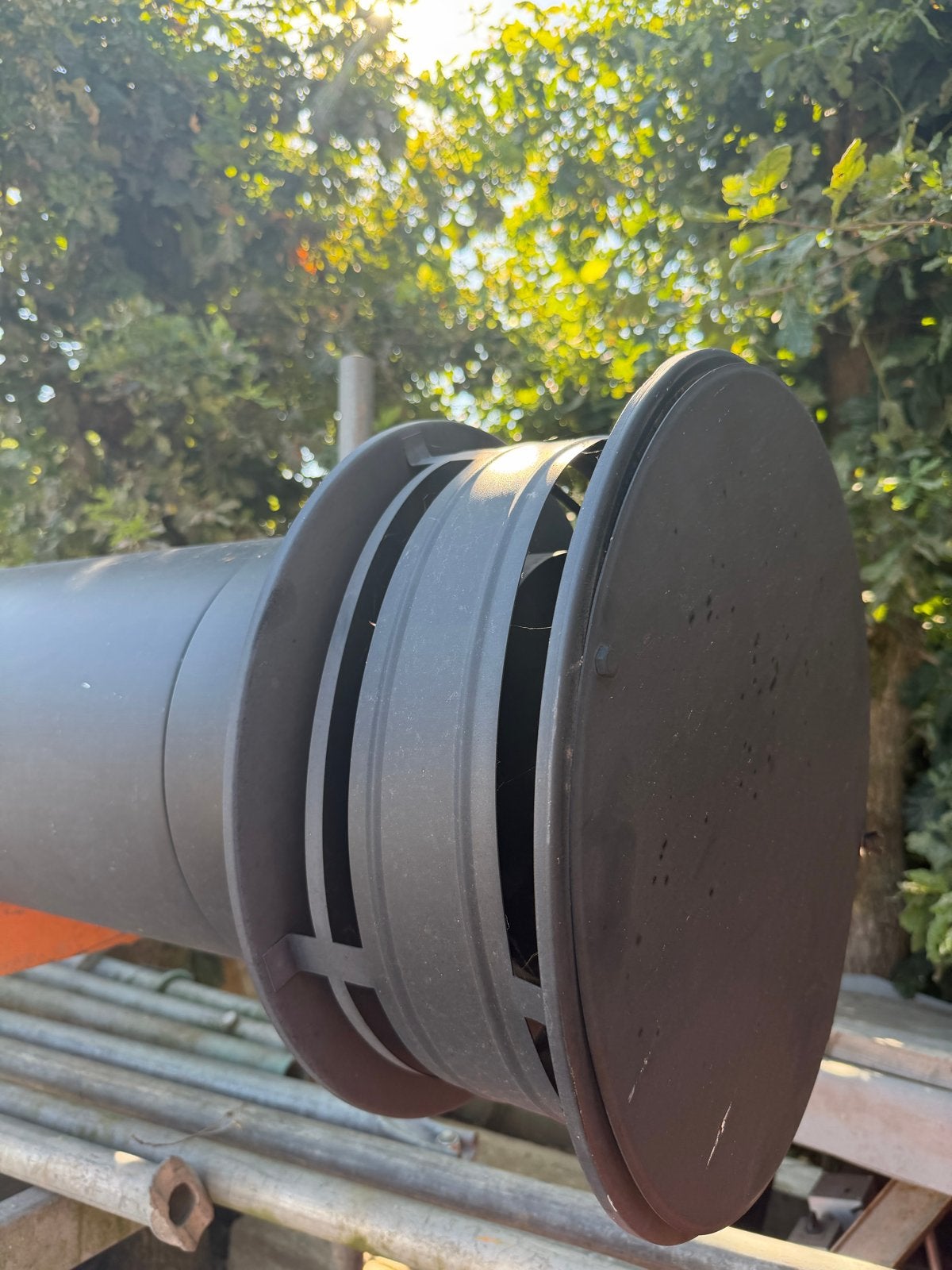 Zwarte geïsoleerde kachelpijp 250/300mm, 310cm lang, Ophalen, Gebruikt, Overige soorten, Inbouw