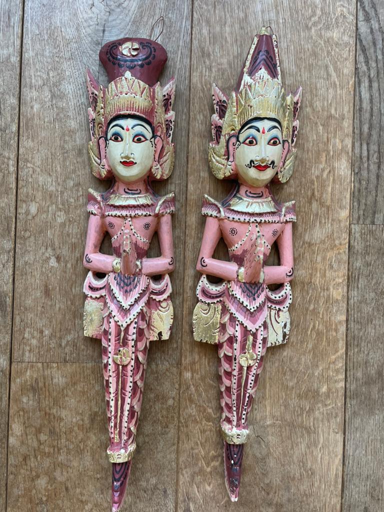 Houten Balinese wandbeelden, Handgemaakt, Wanddecoratie, Hout, Azië