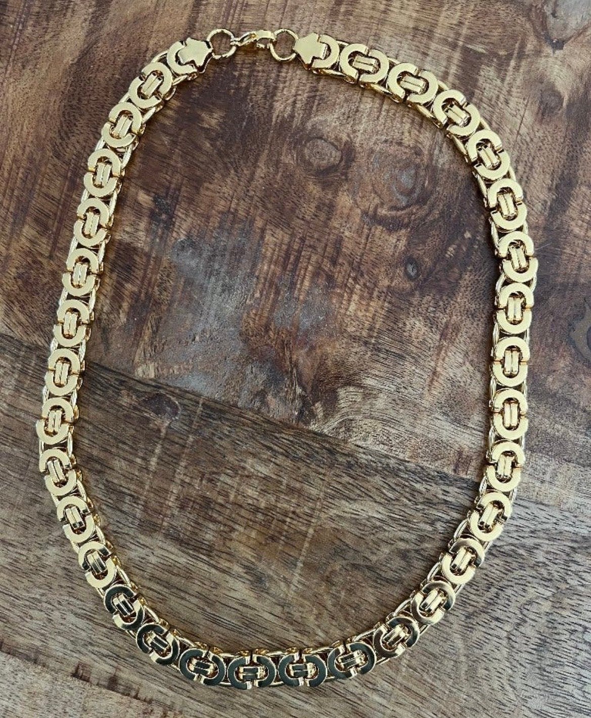 Nieuwe Platte Koningsschakel Armband 22 cm, Ophalen of Verzenden, Nieuw, Goud, Overige materialen