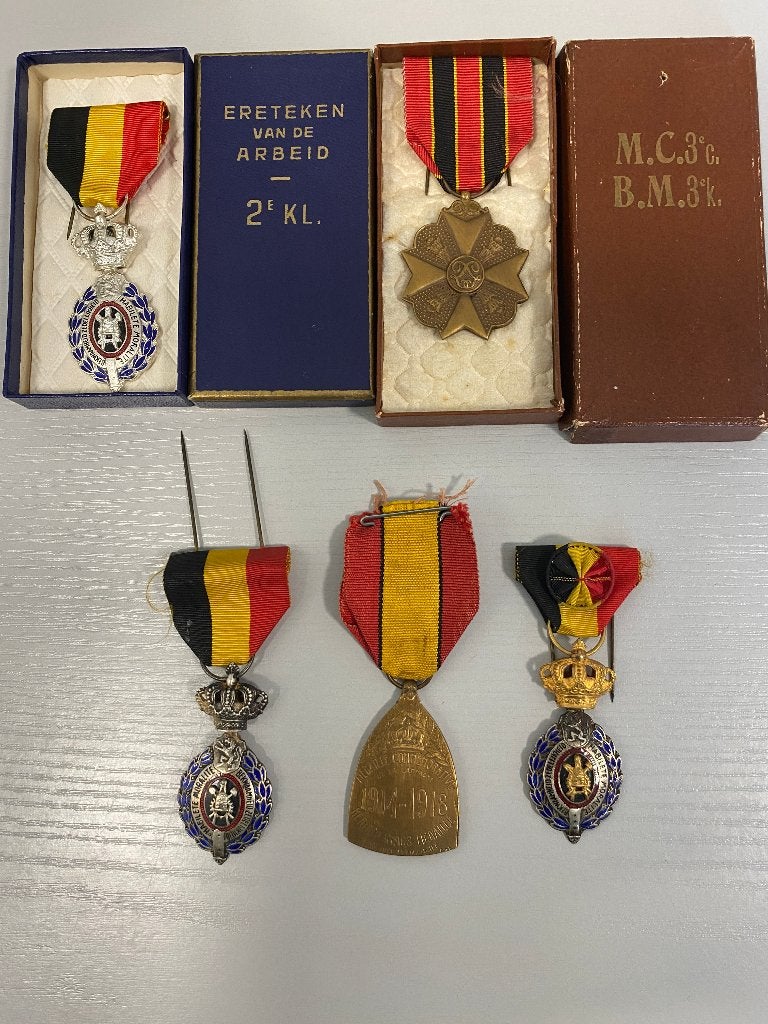 5 originele Belgische medailles (WO1 & Onderscheidingen), Verzamelen, Ophalen of Verzenden, Gebruikt