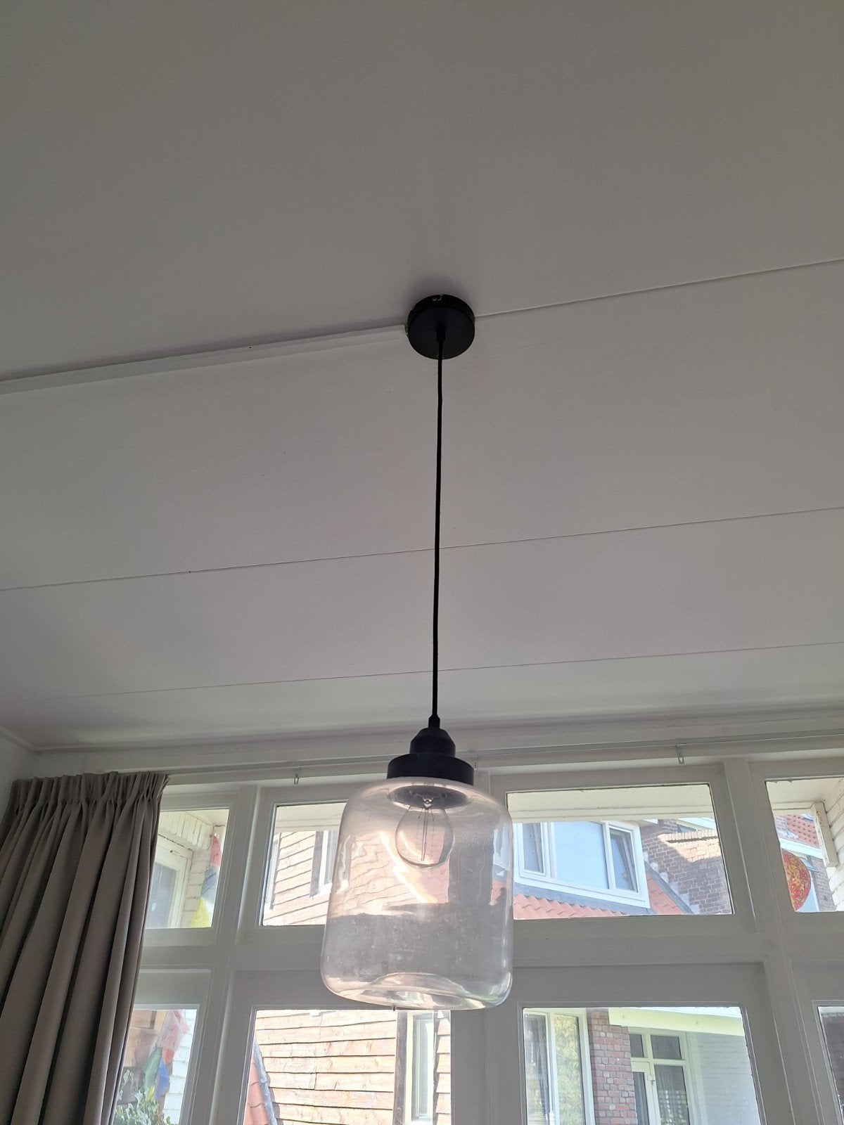 Glazen hanglamp - modern design, Ophalen, E27 (groot), Zo goed als nieuw, Glas