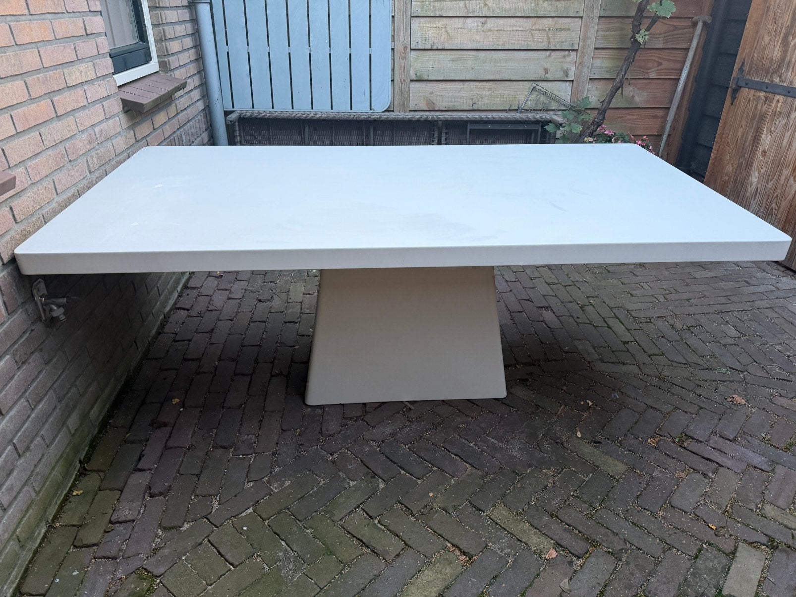 Tuintafel Avia - Beige Eco Composiet - 200cm, Tuin en Terras, Ophalen, Rechthoekig, Aluminium