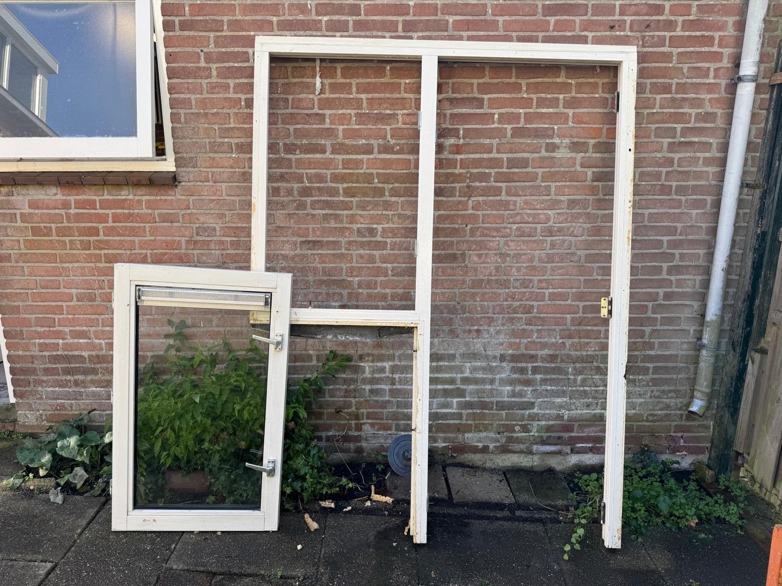 Gebruikte Buitendeur met Glas en kozijn, Ophalen, Gebruikt, 80 tot 100 cm, 200 tot 215 cm