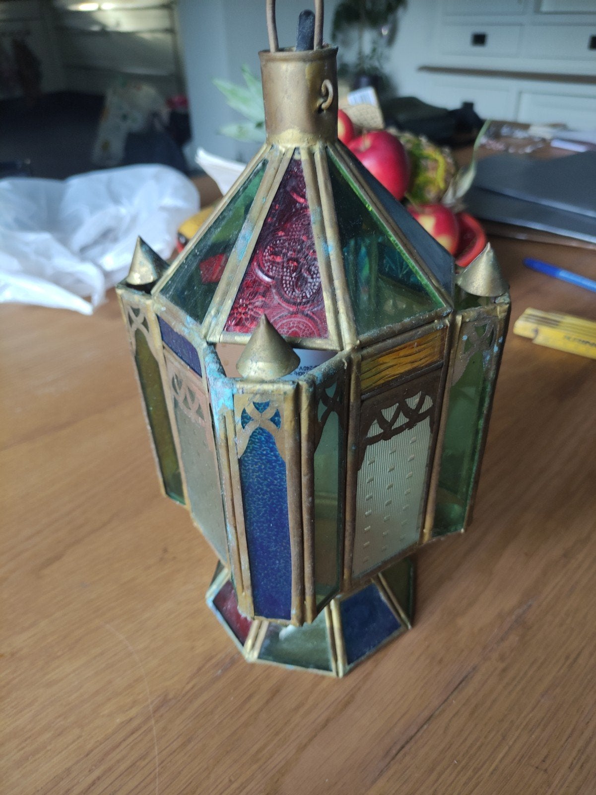 Marokkaanse lamp hanglamp kleurrijke lamp, Ophalen of Verzenden, Gebruikt, Glas, Marokkaans