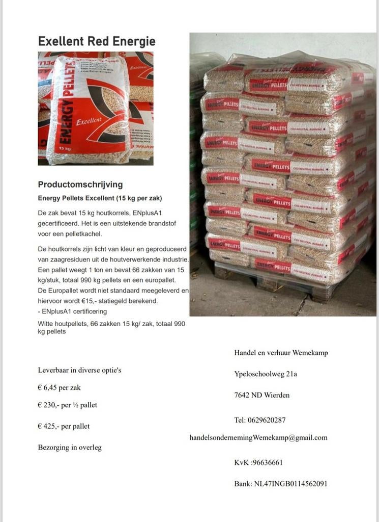 Diverse soorten gecertificeerde pellets, Minder dan 3 m³, Ophalen