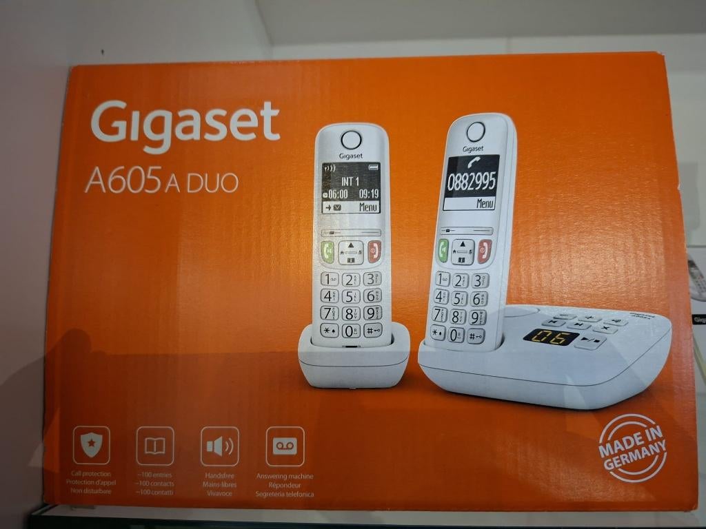 Gigaset - A605a duo white, Ophalen of Verzenden, Zo goed als nieuw, 2 handsets, Stralingsarm
