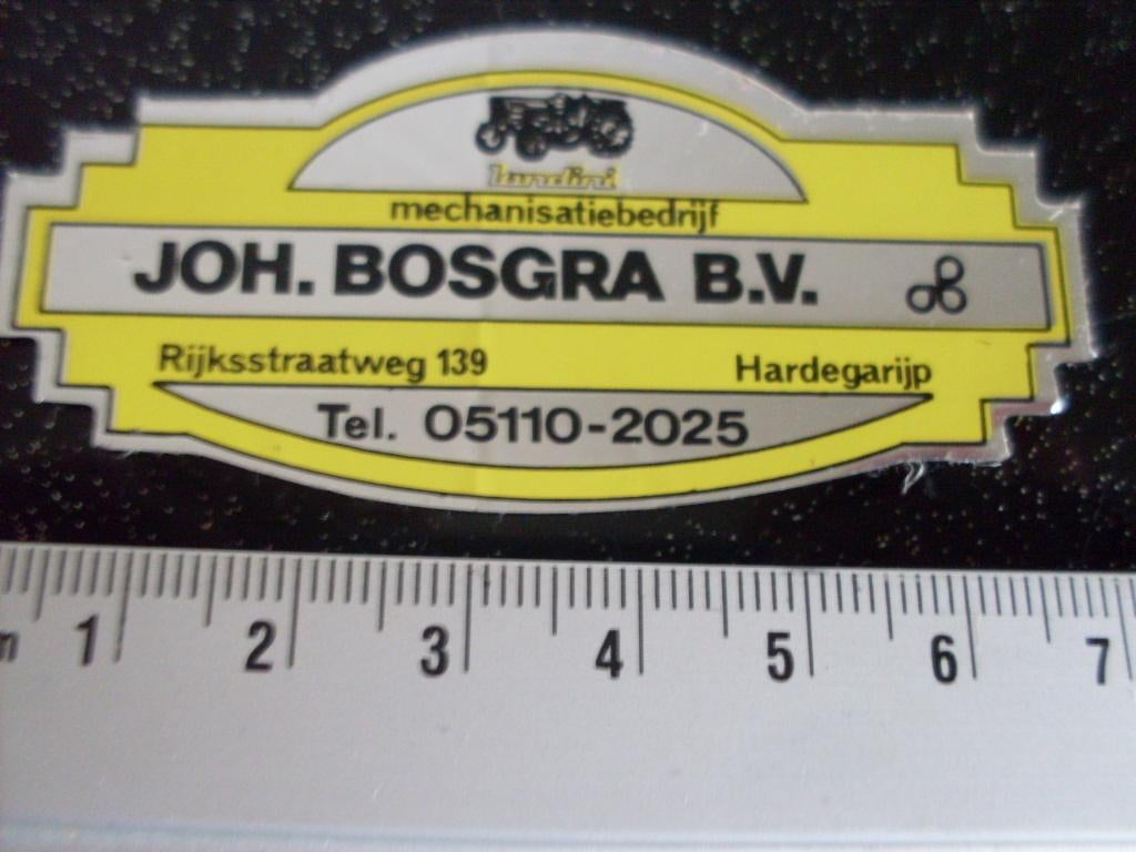 folie sticker mechanisatiebedrijf Joh. Bosgra hardegarijp, Ophalen of Verzenden, Zo goed als nieuw, Bedrijf of Vereniging