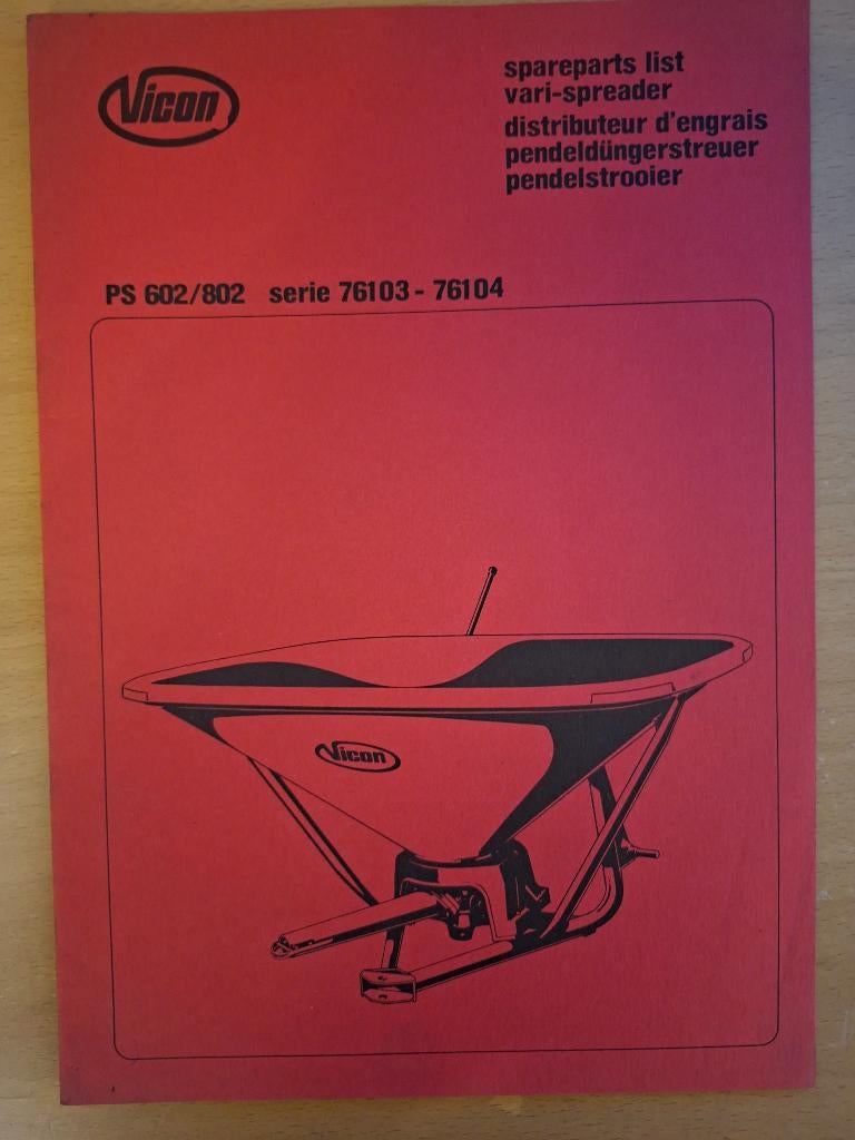 Onderdelenboek Vicon pendelstrooier PS 602, 802, Ophalen of Verzenden, Gelezen, Tractor en Landbouw