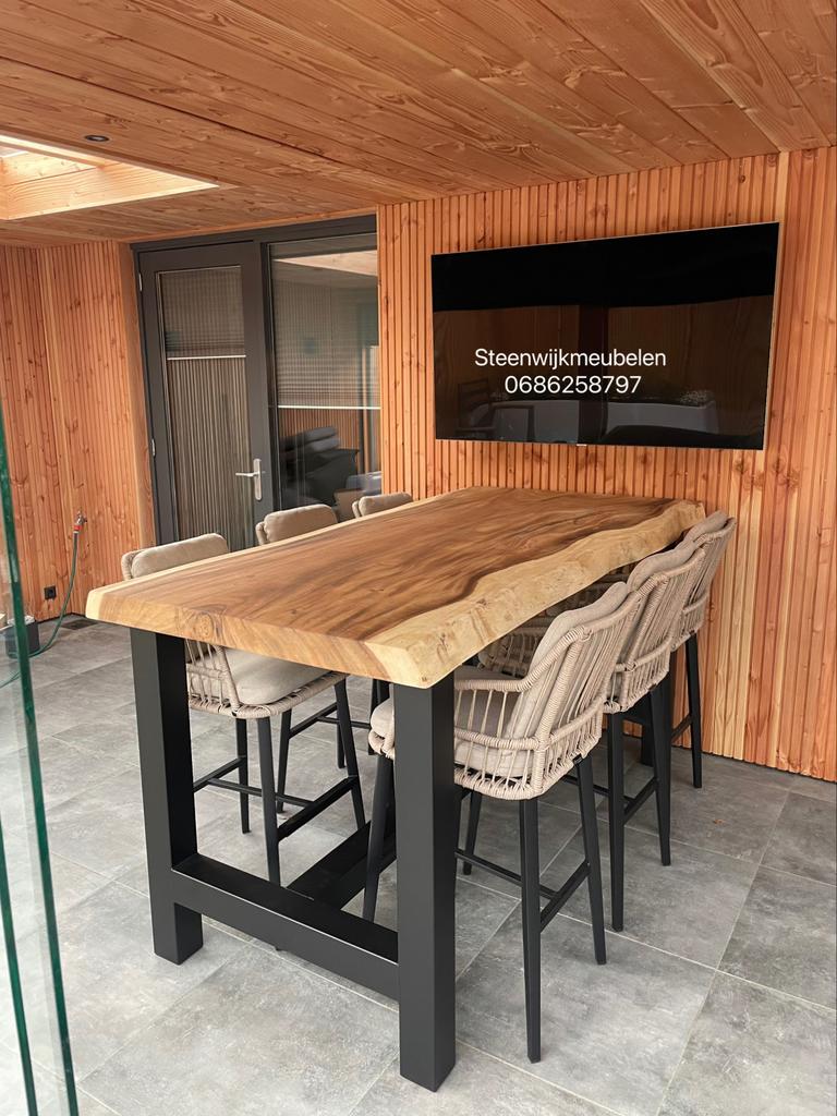 Bartafel boomstamtafels suar eiken epoxy deens ovaal rond, Ophalen of Verzenden, Nieuw
