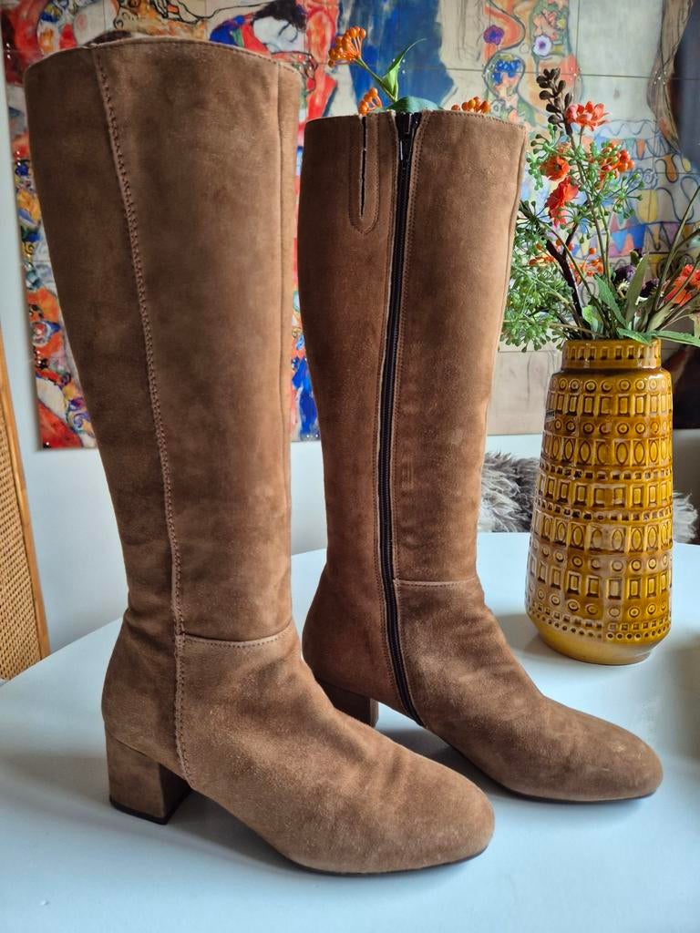 Lamica hoge suede laarzen, als nieuw, maat 38, Kleding | Dames, Schoenen, Hoge laarzen, Bruin, Verzenden, Lamica