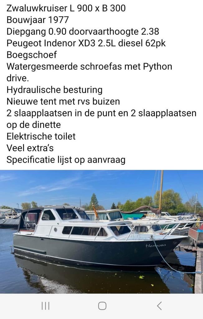 Zwaluw kruiser.., Watersport en Boten, Motorboten en Motorjachten, Gebruikt, Staal, 50 pk of meer, Diesel