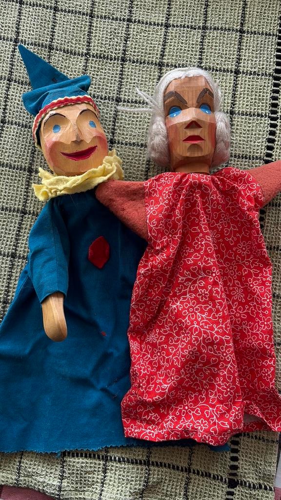 Janklaassen en katrien poppenkastpoppen handgemaakt, Antiek en Kunst, Ophalen of Verzenden