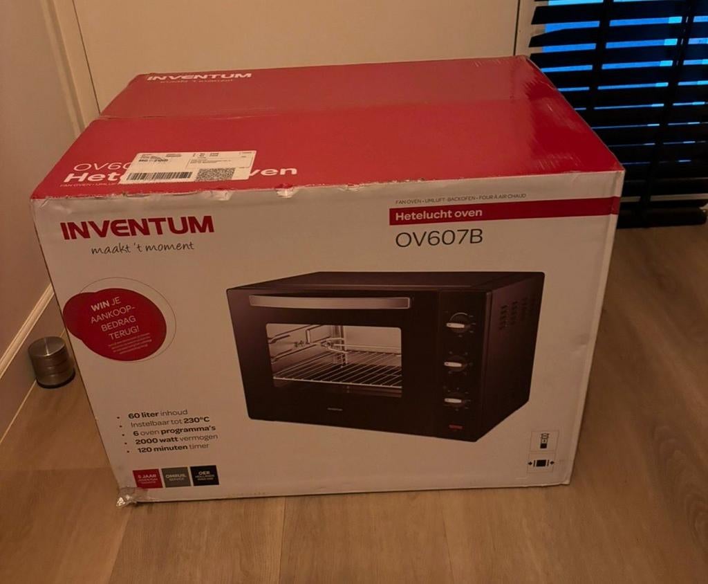 Inventum OV607B Hete lucht oven - Zo goed als nieuw!, 45 tot 60 cm, Hete lucht, 60 cm of meer, Nieuw