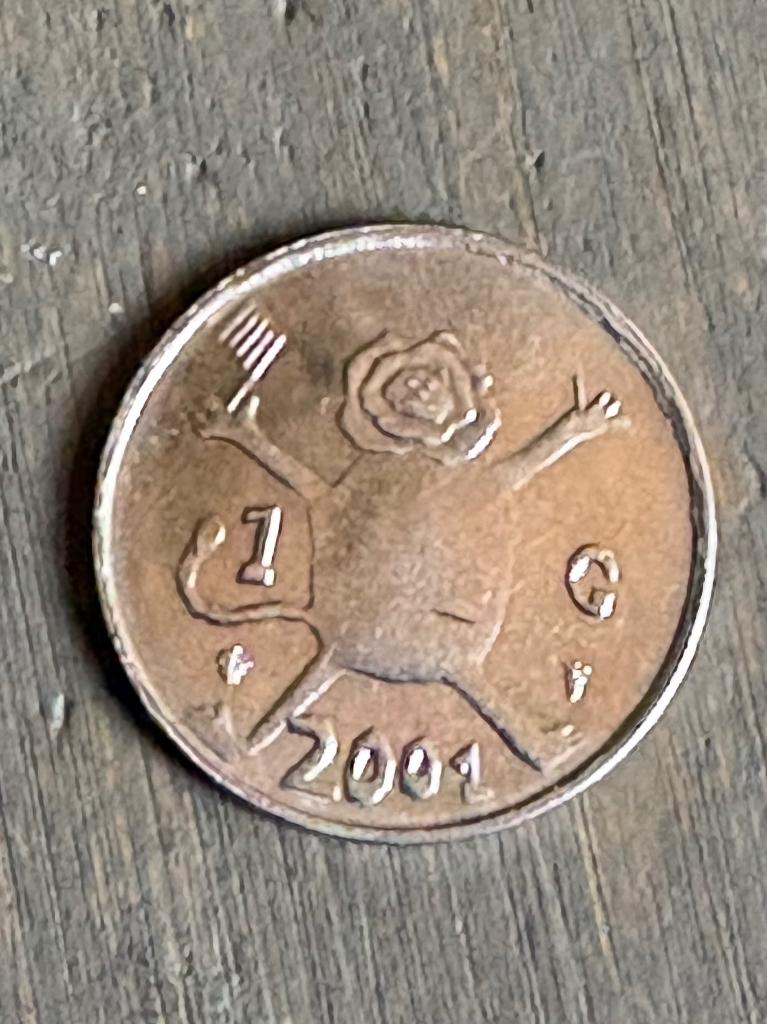 Laatste gulden 2001, Postzegels en Munten, Ophalen of Verzenden, Koningin Beatrix, 1 gulden, Losse munt