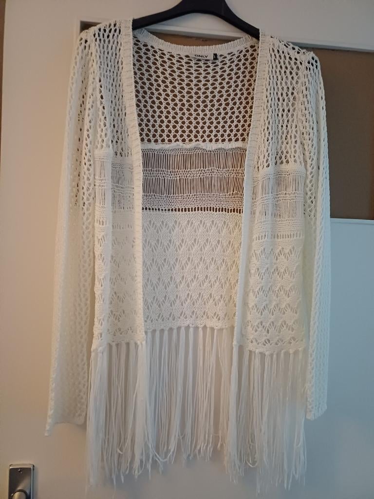 Vest met franjes, Overige typen, Only, Wit, Maat 42/44 (L)