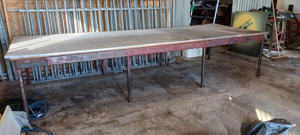 Werkbank 400 cm x 145 cm staal met aluminium werkblad, Doe-het-zelf en Verbouw, Werkbanken, Ophalen, Gebruikt, 170 cm of meer