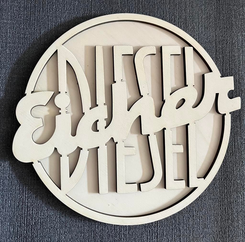 Eicher Diesel 3d logo van hout 32cm, Ophalen of Verzenden, Nieuw