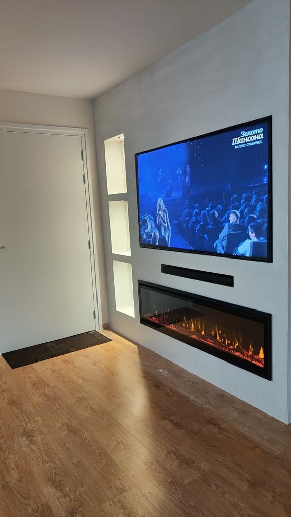 Moderne Inbouwhaard. Cinewall, tv kast renovatie. Sfeerhaard, Huis en Inrichting, Haarden, Ophalen of Verzenden, Zo goed als nieuw