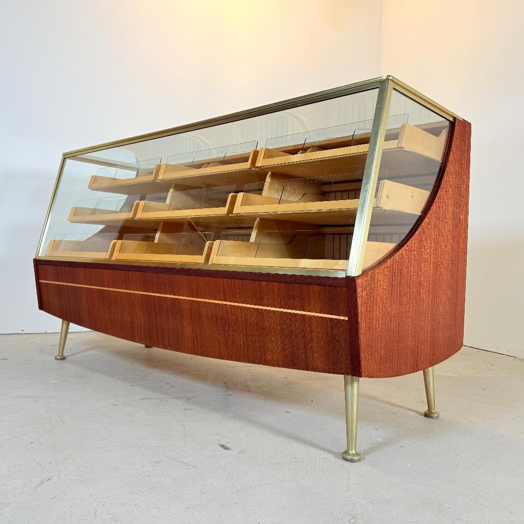 Vintage teak toonbank met 9 lades, A. Ahlström