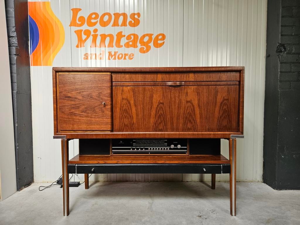 Vintage audiomeubel/barkast verlicht, Antiek en Kunst, Antiek | Meubels | Kasten, Ophalen of Verzenden