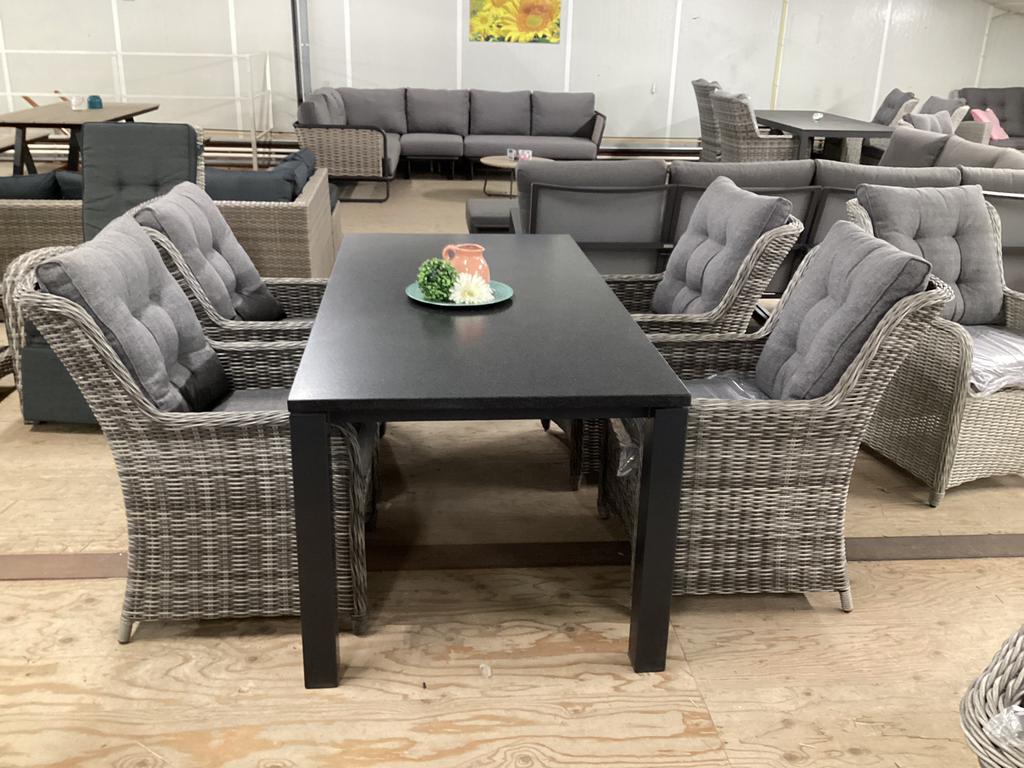 Diningset Graniettafel Wicker Diningstoel Tuinset Tuinmeubel, Tuin en Terras, Tuinsets en Loungesets, Ophalen, 4 zitplaatsen, Nieuw