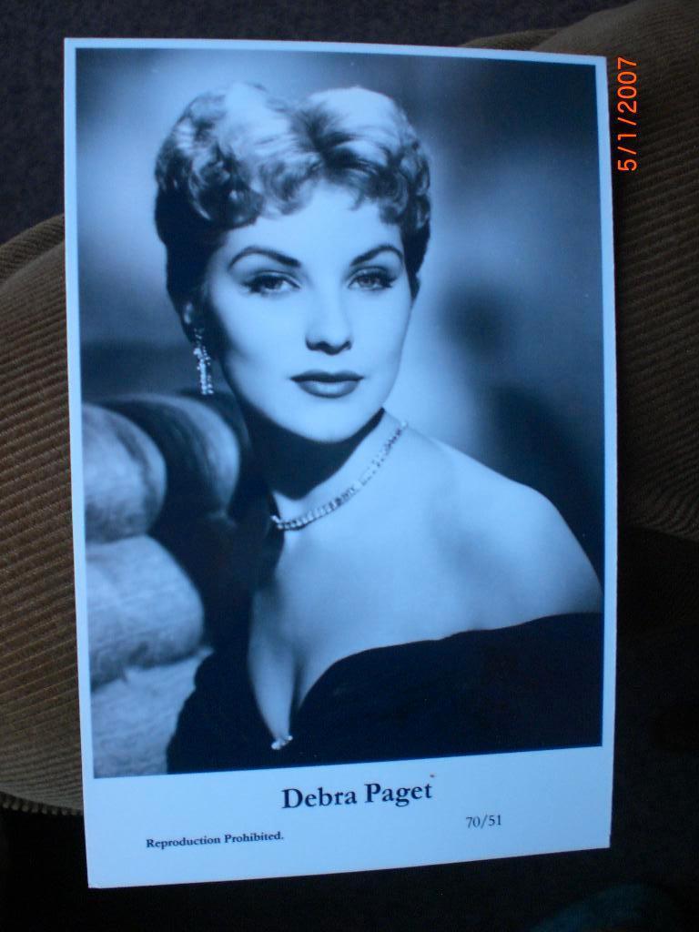 kaart Debra Paget 4, Ophalen of Verzenden, 1980 tot heden, Ongelopen, Sterren en Beroemdheden