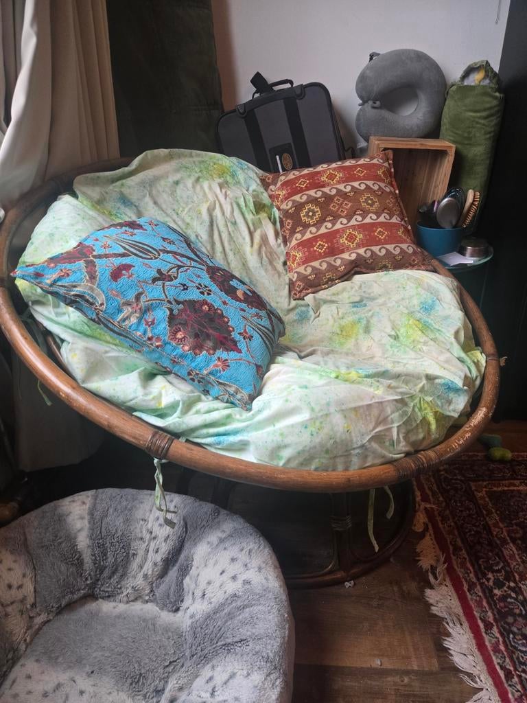 Papasan Rotan Stoel Chair Frame, Ophalen, Gebruikt, Bruin, Bohemian