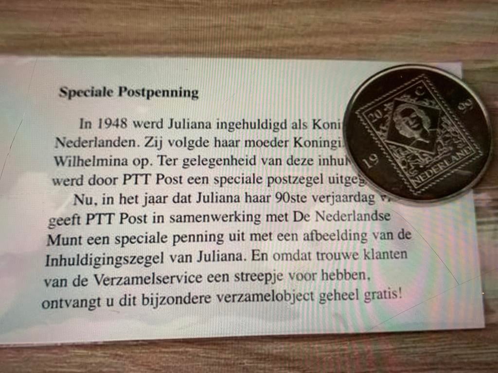 Herdenkingsmunt 90e verjaardag Juliana, Ophalen of Verzenden