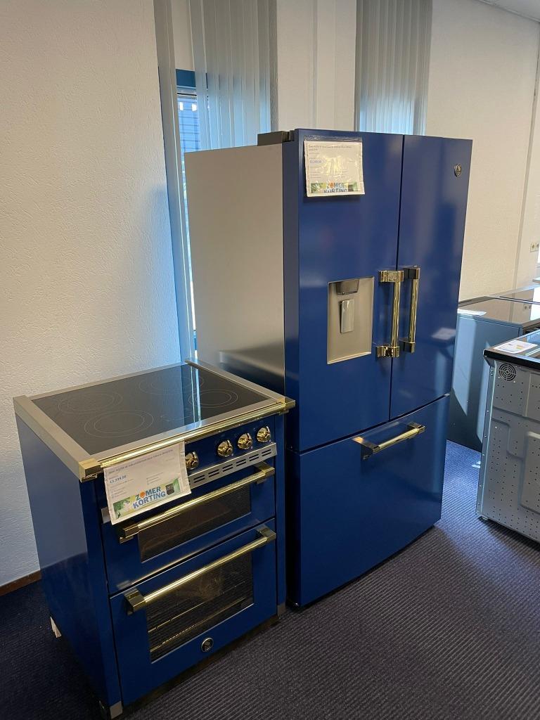 Foto 4 van STEEL Amerikaanse koelkast en inductie fornuis set blauwgoud