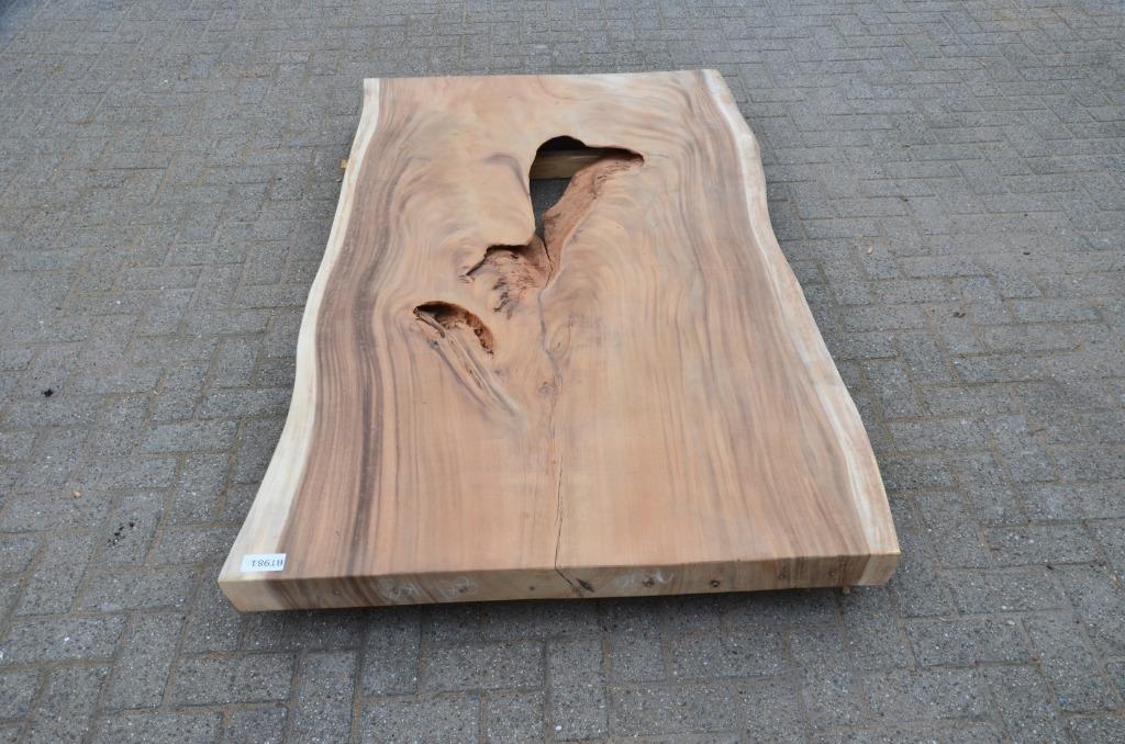 Suar boomstamtafel 200 cm bt 981 – 2 meter boomstamtafel, 100 tot 150 cm, Ophalen of Verzenden, Vijf personen of meer, Rechthoekig