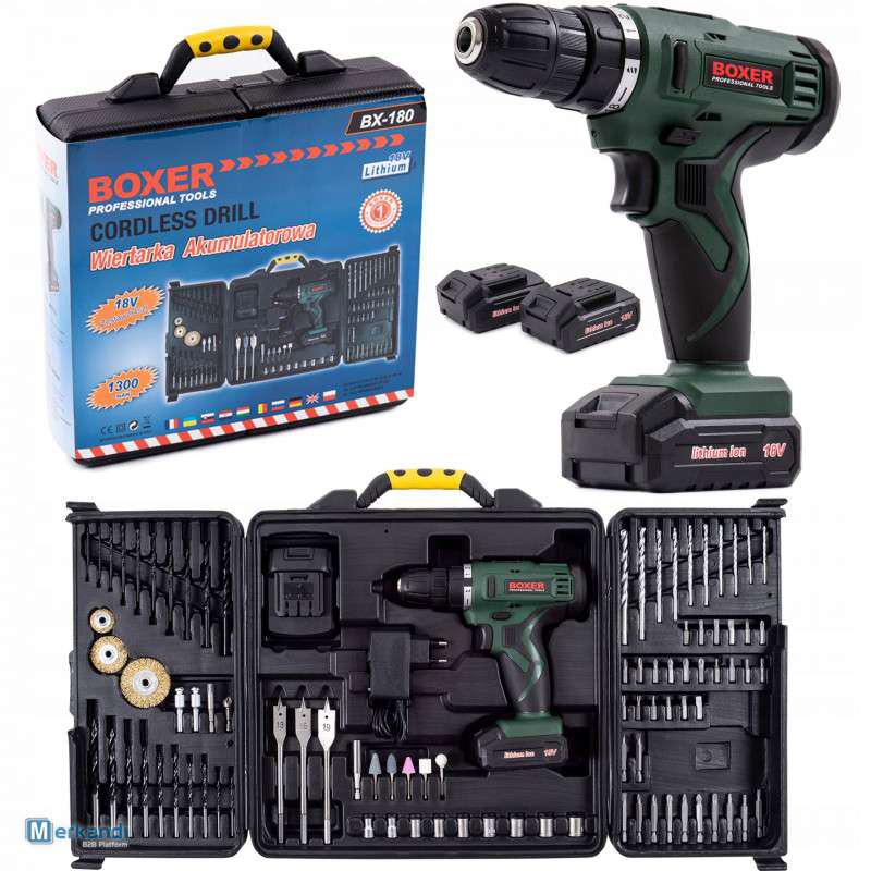 Boxer 18V Lithium Ion Accu Schroef-/Boormachine set - 2 accu