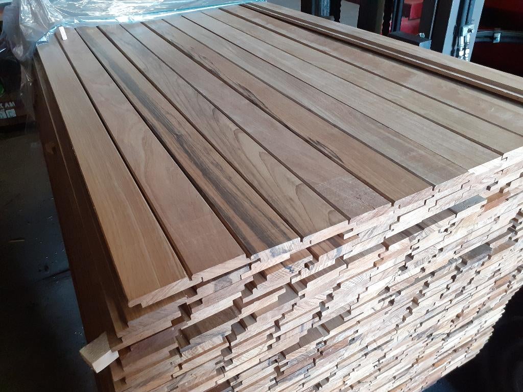 Partij 19.65m2 Hardhout gevelbekleding 127 stuks L 215 cm, Planken, Nieuw, Ophalen of Verzenden, Hardhout