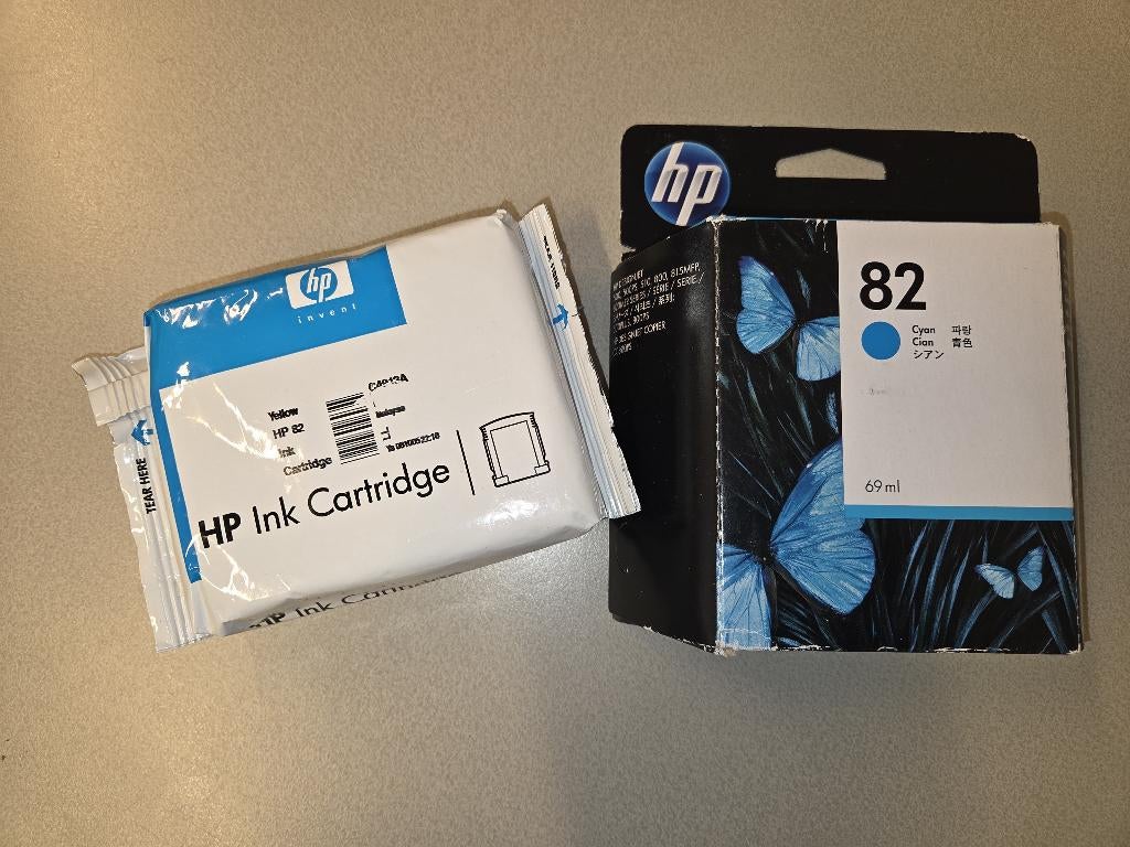 HP 82 yellow en cyaan voor HP designjet, Ophalen of Verzenden, Nieuw, Cartridge, Hp