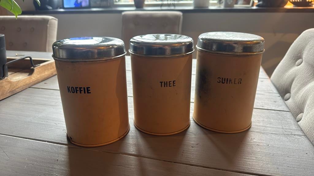 Koffie thee suiker bussen vintage, Ophalen of Verzenden