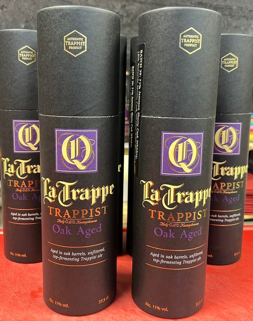 La TRAPPE OAK AGED TRAPPIST BATCH 38  6 KOKERS in een doos, Verzamelen, Ophalen of Verzenden, Zo goed als nieuw, Flesje(s), La Trappe