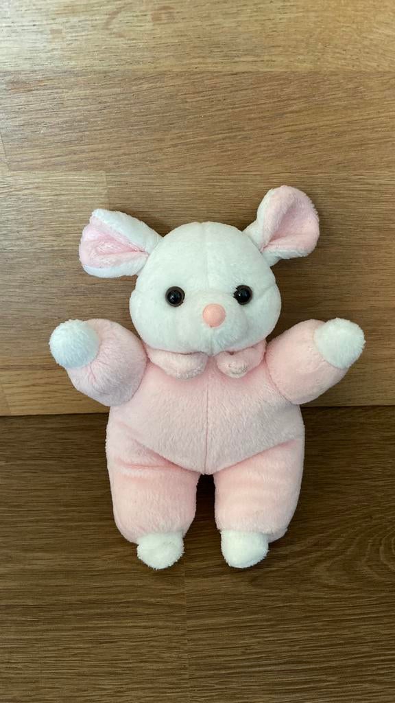 Knuffel muis wit met roze jaren 90, Ophalen of Verzenden, Gebruikt, Overige typen