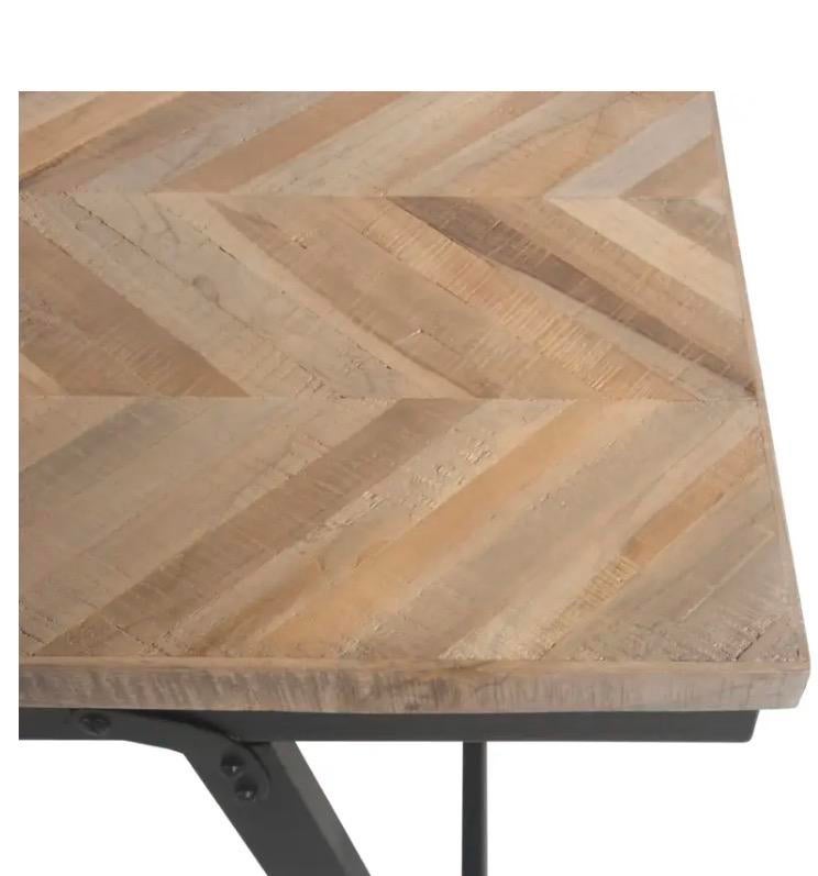 Visgraat Tafel 200x90 - Gerecycled Teakhout, Ophalen, Teakhout, 200 cm of meer, 50 tot 100 cm