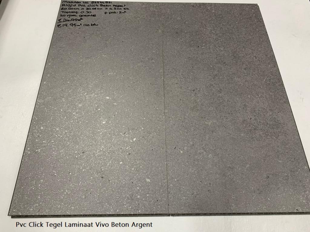 Pvc click Rigid Tegel Laminaat Beton Argent 4,2mm dik