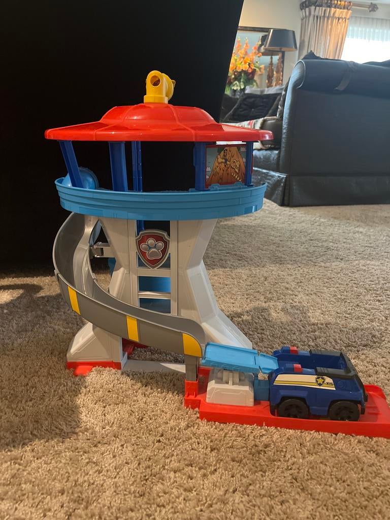 Paw Patrol Uitkijktoren met voertuig, Ophalen of Verzenden, Zo goed als nieuw, Jongen of Meisje