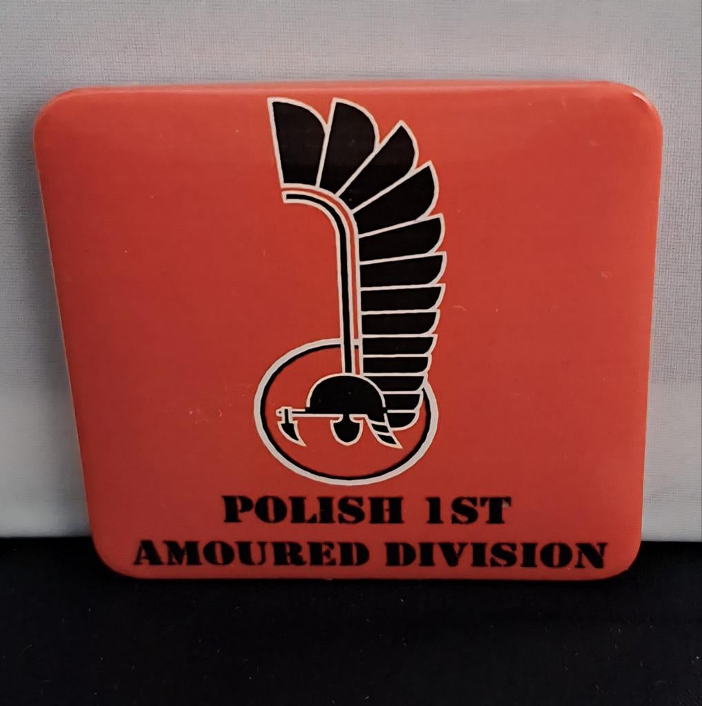 Magneet Polish 1st Armoured Division 5x5cm, Ophalen of Verzenden, Overige soorten, Overige gebieden, Overige typen