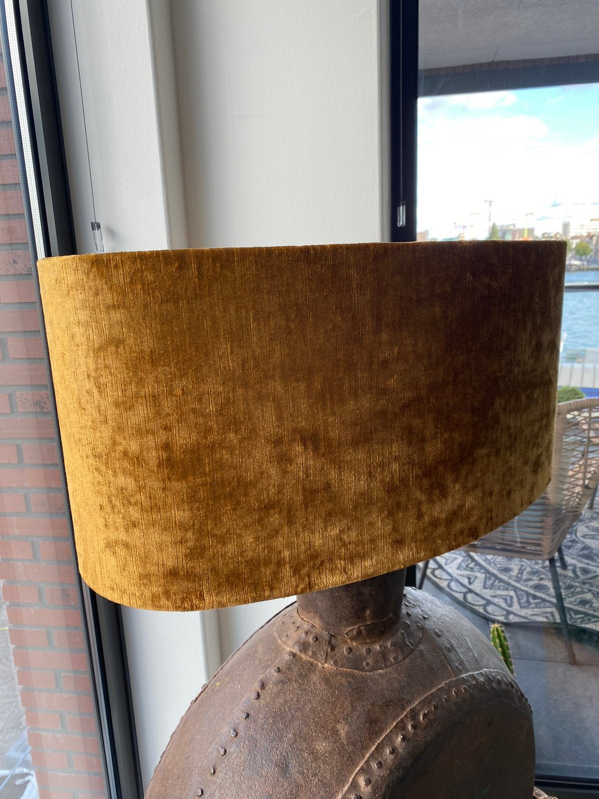 Lampenkap XL   geel / goud, Ophalen, Zo goed als nieuw, Ovaal